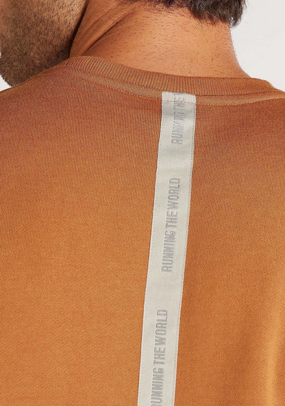 Solid Crew Neck Sleeveless Sweatshirt with Tape Detail