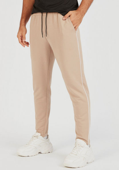 Solid Track Pants with Drawstring Closure and Pockets-Bottoms-image-0