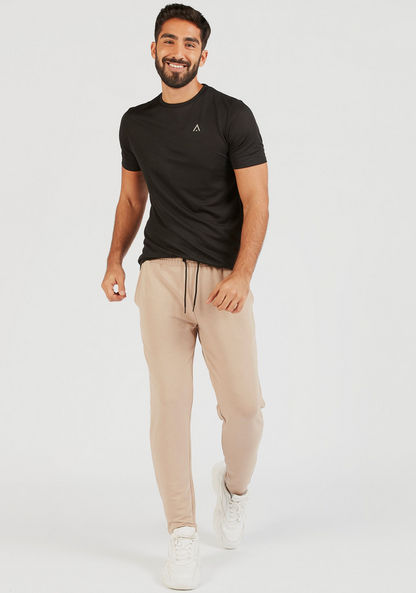 Solid Track Pants with Drawstring Closure and Pockets-Bottoms-image-1