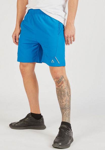 Panelled Shorts with Pockets and Elasticated Waistband-Bottoms-image-0