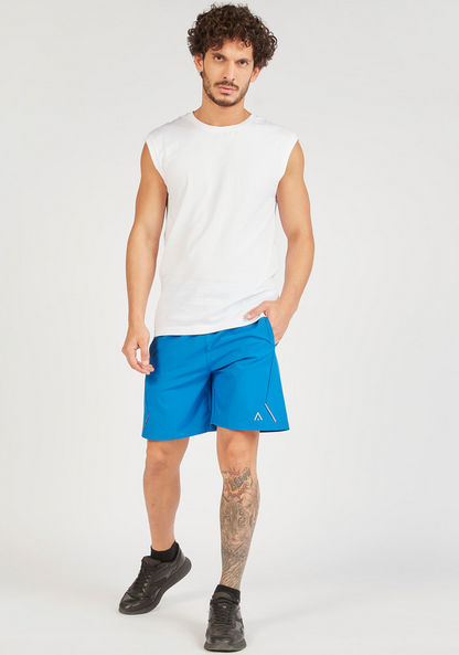 Panelled Shorts with Pockets and Elasticated Waistband-Bottoms-image-1