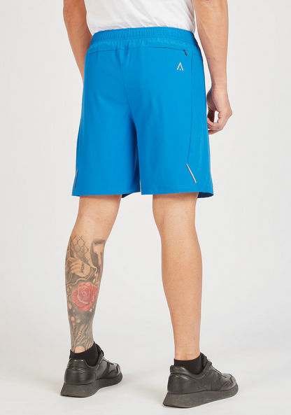 Panelled Shorts with Pockets and Elasticated Waistband-Bottoms-image-3