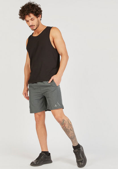 Panelled Shorts with Pockets and Elasticated Waistband-Bottoms-image-1