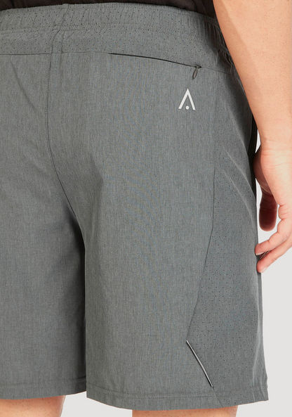 Panelled Shorts with Pockets and Elasticated Waistband-Bottoms-image-5