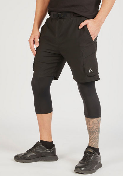 Solid Shorts with Pockets and Buckle Closure-Bottoms-image-1