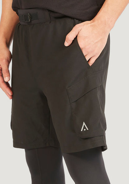 Solid Shorts with Pockets and Buckle Closure-Bottoms-image-2