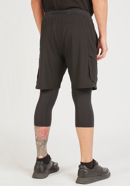 Solid Shorts with Pockets and Buckle Closure-Bottoms-image-3