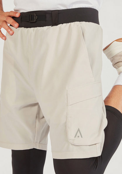 Solid Shorts with Pockets and Buckle Closure-Bottoms-image-4