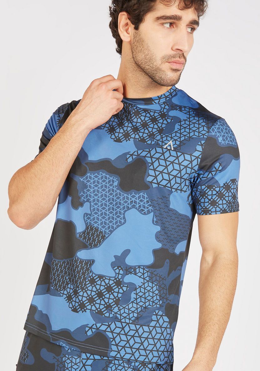 Printed Crew Neck T-shirt with Short Sleeves-T Shirts & Vests-image-2