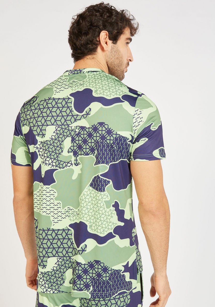 Printed Crew Neck T-shirt with Short Sleeves-T Shirts & Vests-image-3