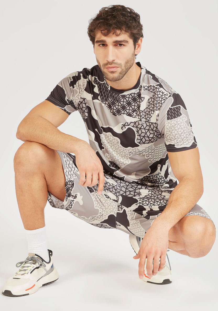 Printed Crew Neck T-shirt with Short Sleeves-T Shirts & Vests-image-1