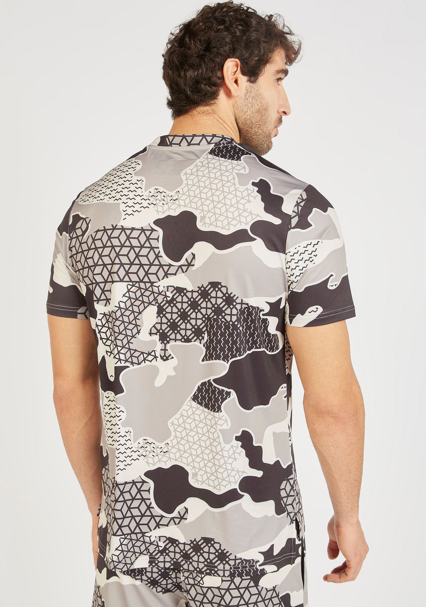 Printed Crew Neck T-shirt with Short Sleeves-T Shirts & Vests-image-3