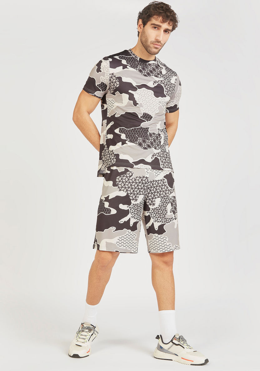 Printed Crew Neck T-shirt with Short Sleeves-T Shirts & Vests-image-4
