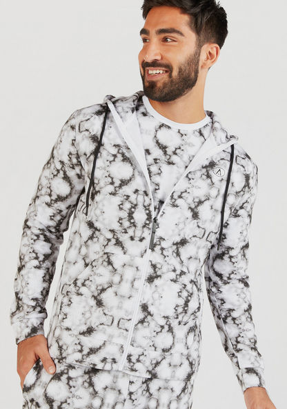 Printed Zip Through Jacket with Hood and Pockets-Jackets-image-0