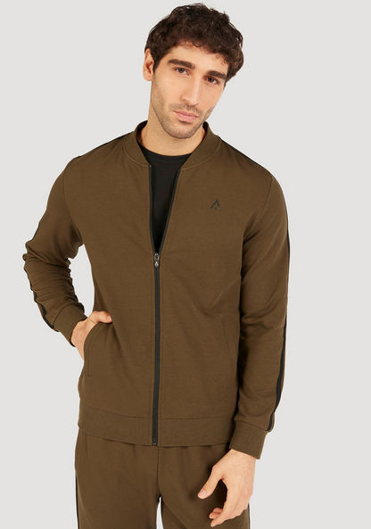 Zip Through Jacket with Pockets and Long Sleeves-Jackets-image-0