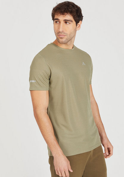 Textured Crew Neck T-shirt with Short Sleeves-T Shirts-image-0