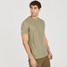 Textured Crew Neck T-shirt with Short Sleeves-T Shirts-thumbnail-0