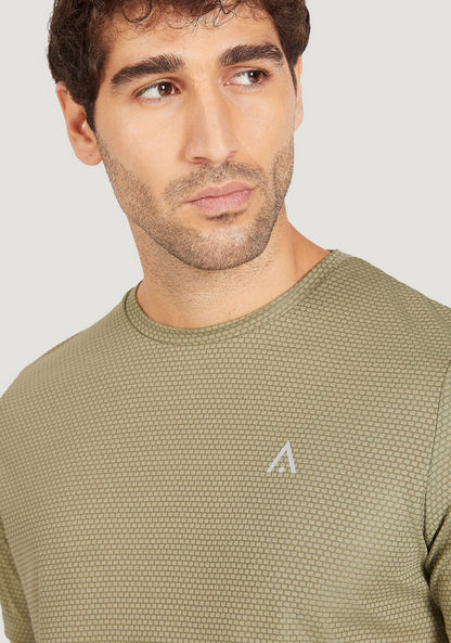 Textured Crew Neck T-shirt with Short Sleeves-T Shirts-image-2