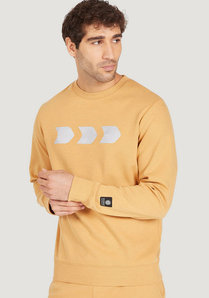 Printed Crew Neck Sweatshirt with Long Sleeves-Sweatshirts-image-0