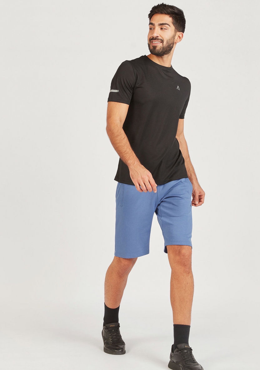 Textured Crew Neck T-shirt with Short Sleeves-T Shirts & Vests-image-1