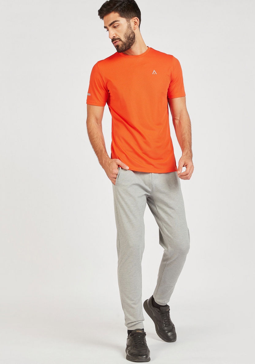 Textured Crew Neck T-shirt with Short Sleeves-T Shirts & Vests-image-1