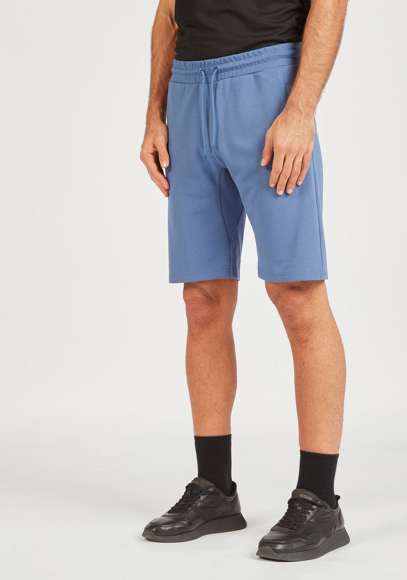 Solid Shorts with Drawstring Closure and Pockets-Shorts-image-0