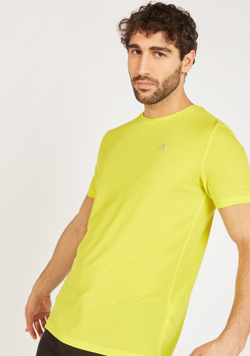 Textured Crew Neck T-shirt with Short Sleeves-T Shirts & Vests-image-5