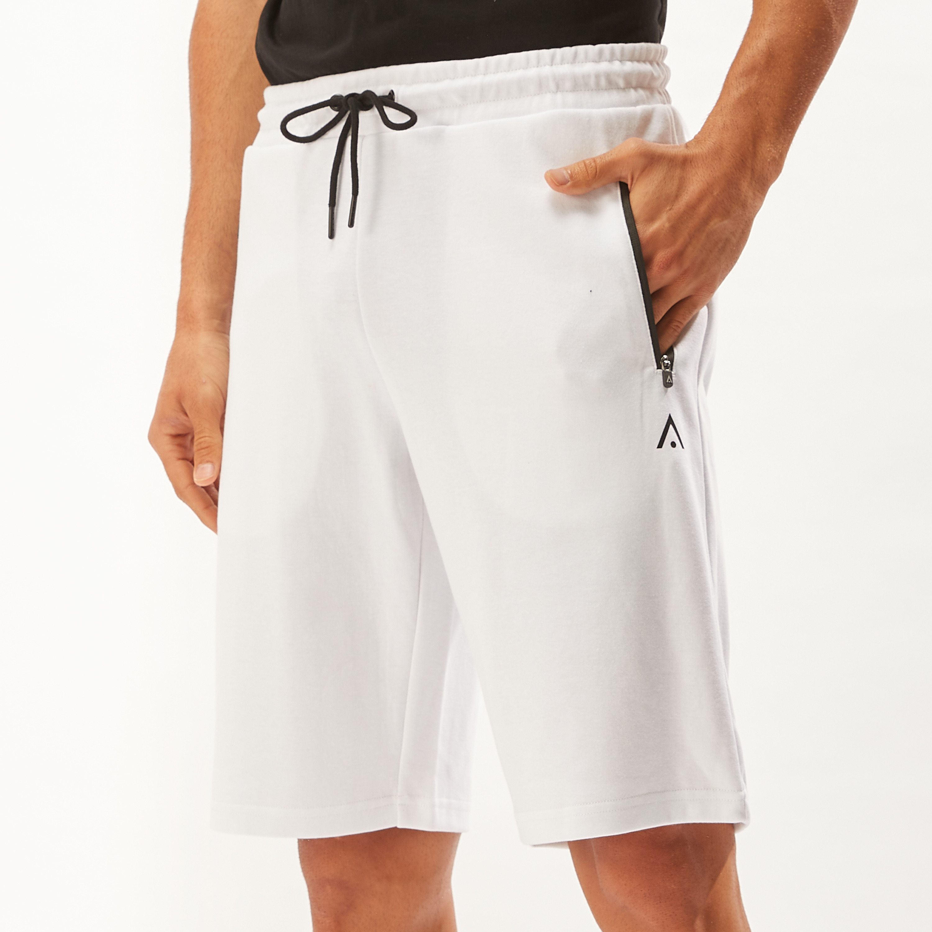Solid Shorts with Drawstring Closure and Zipped Pockets-sports-men-clothing-bottoms-image-3