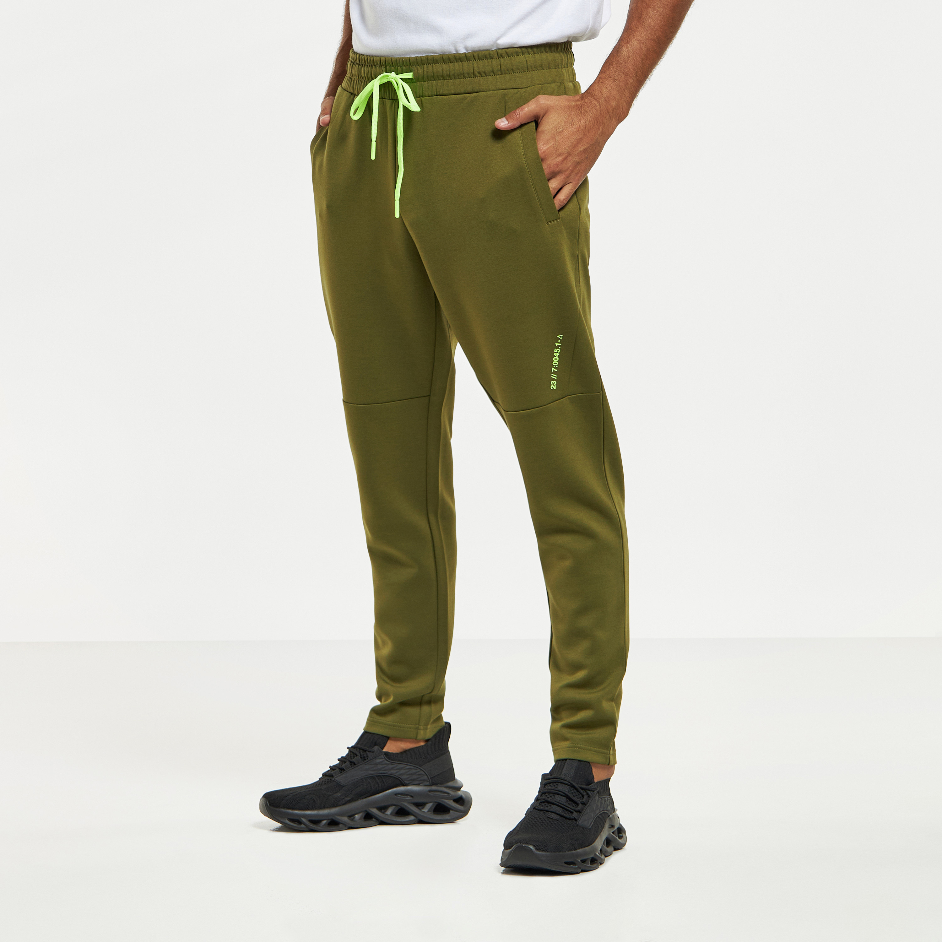 Buy Solid Cut and Sew Active Joggers with Drawstring Closure