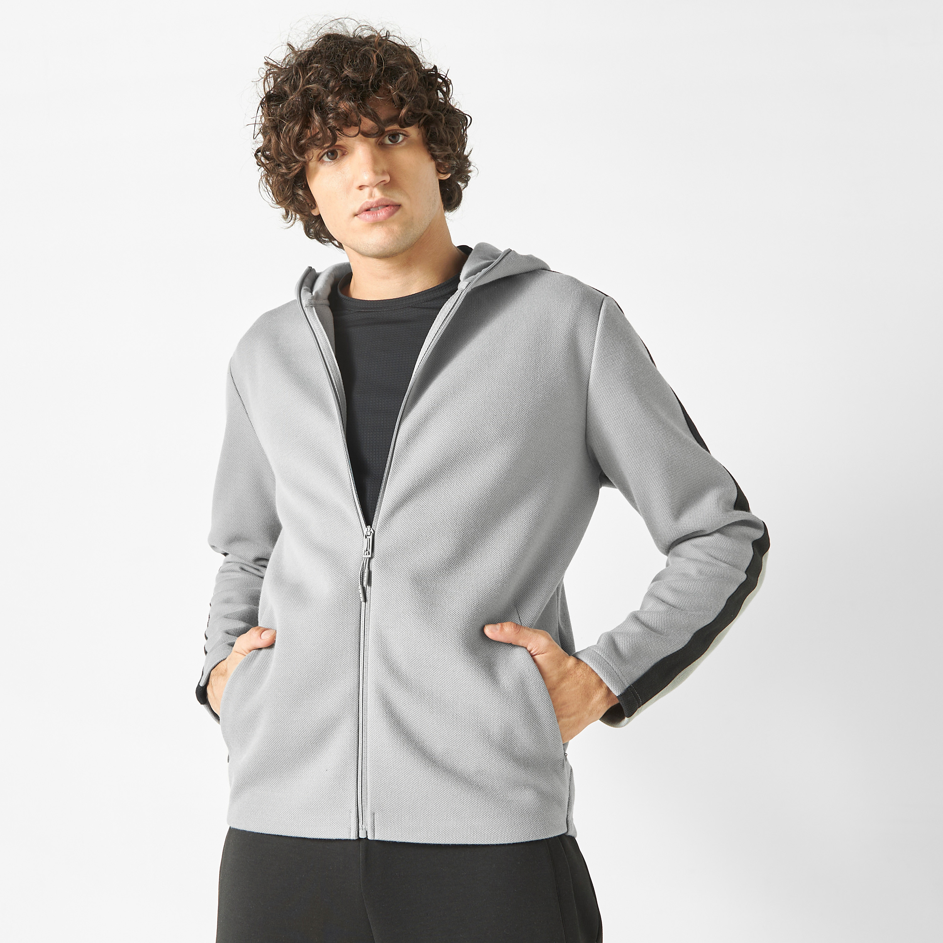 Buy Panelled Zip Through Hoodie with Pockets and Long Sleeves Splash Bahrain