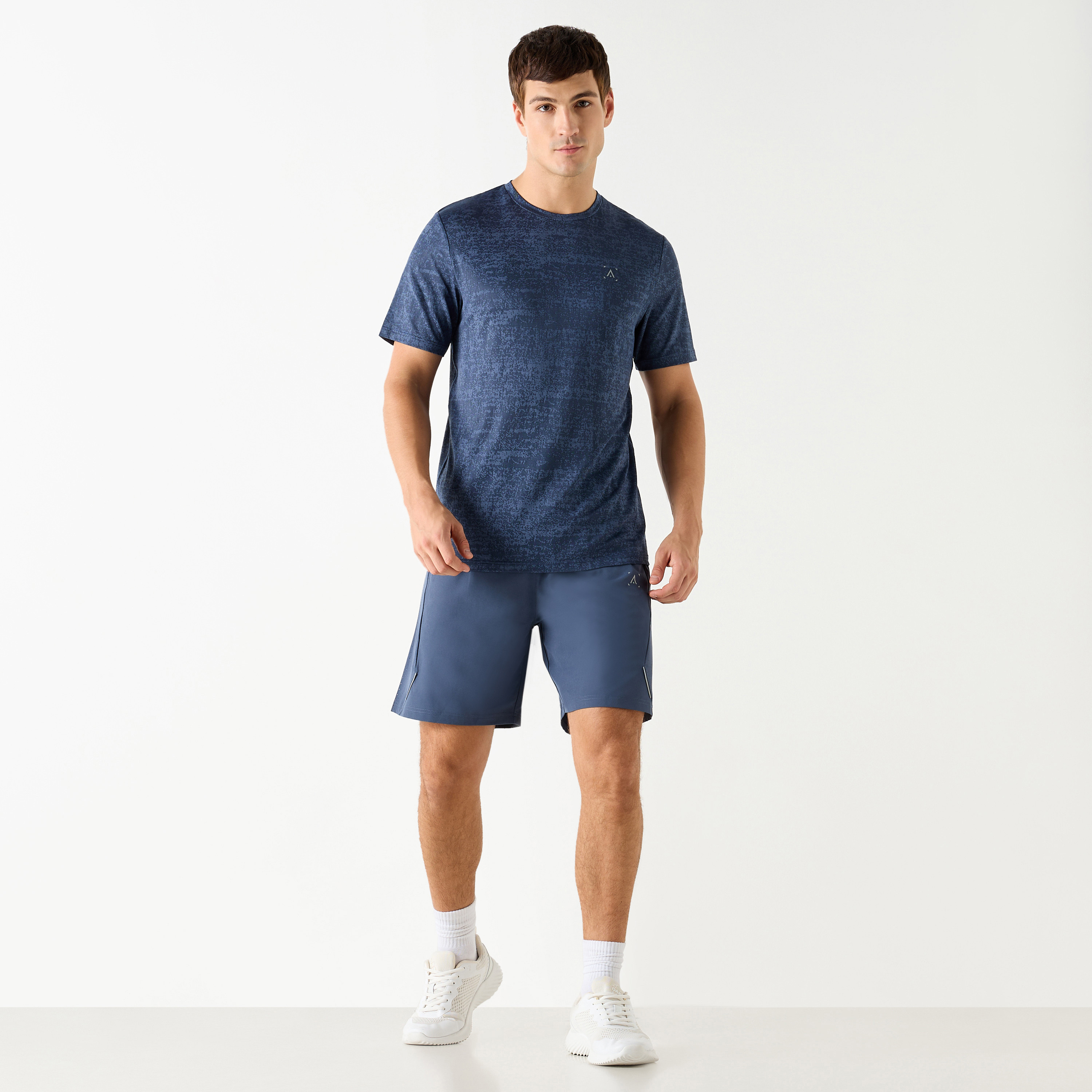 Textured Crew Neck T-shirt with Short Sleeves-men-clothing-tshirtsandpolos-tshirts-image-2