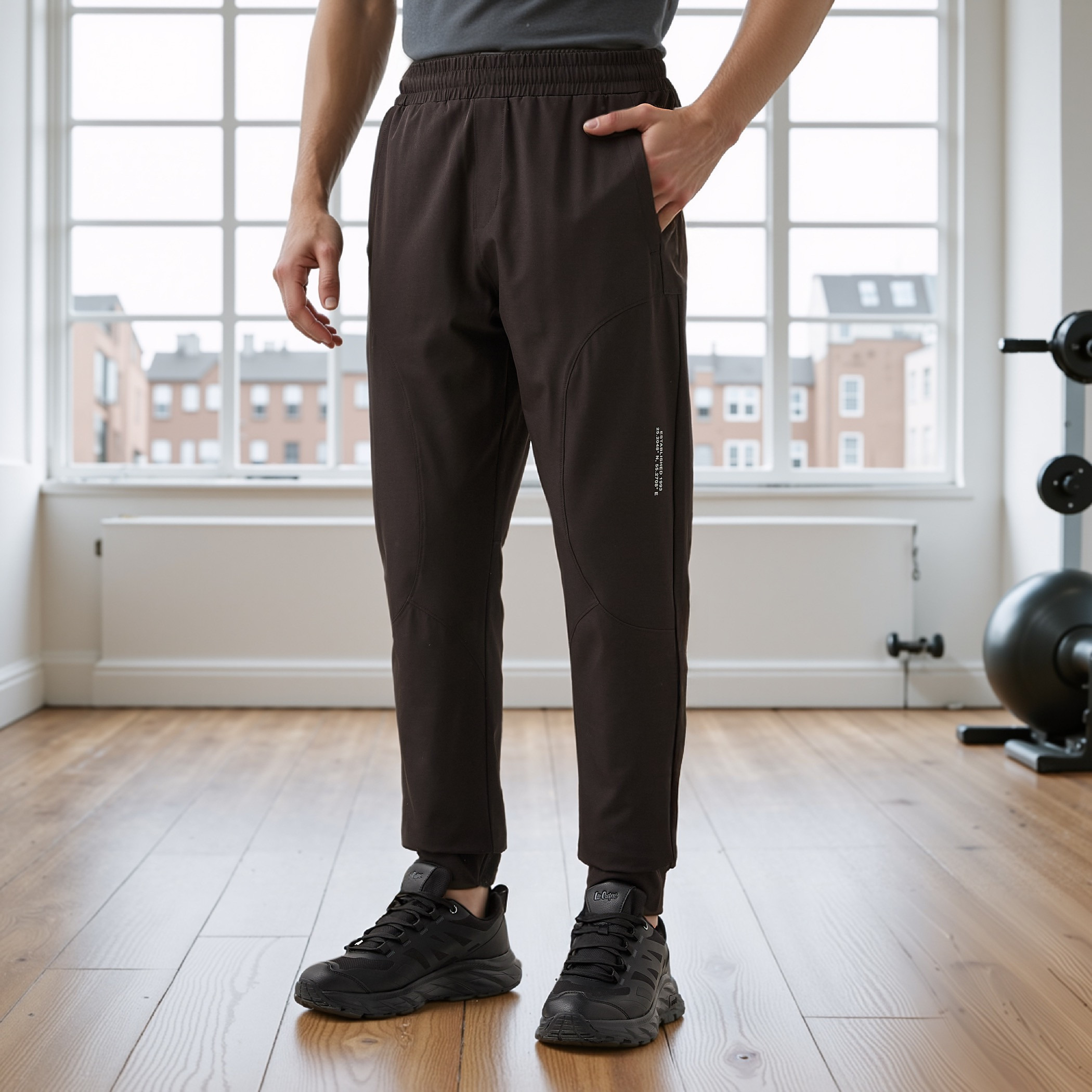 بنطلون رياضي بقصة عادية وخصر مطاطي-men-clothing-sportswearandactivewear-bottoms-joggers-image-1