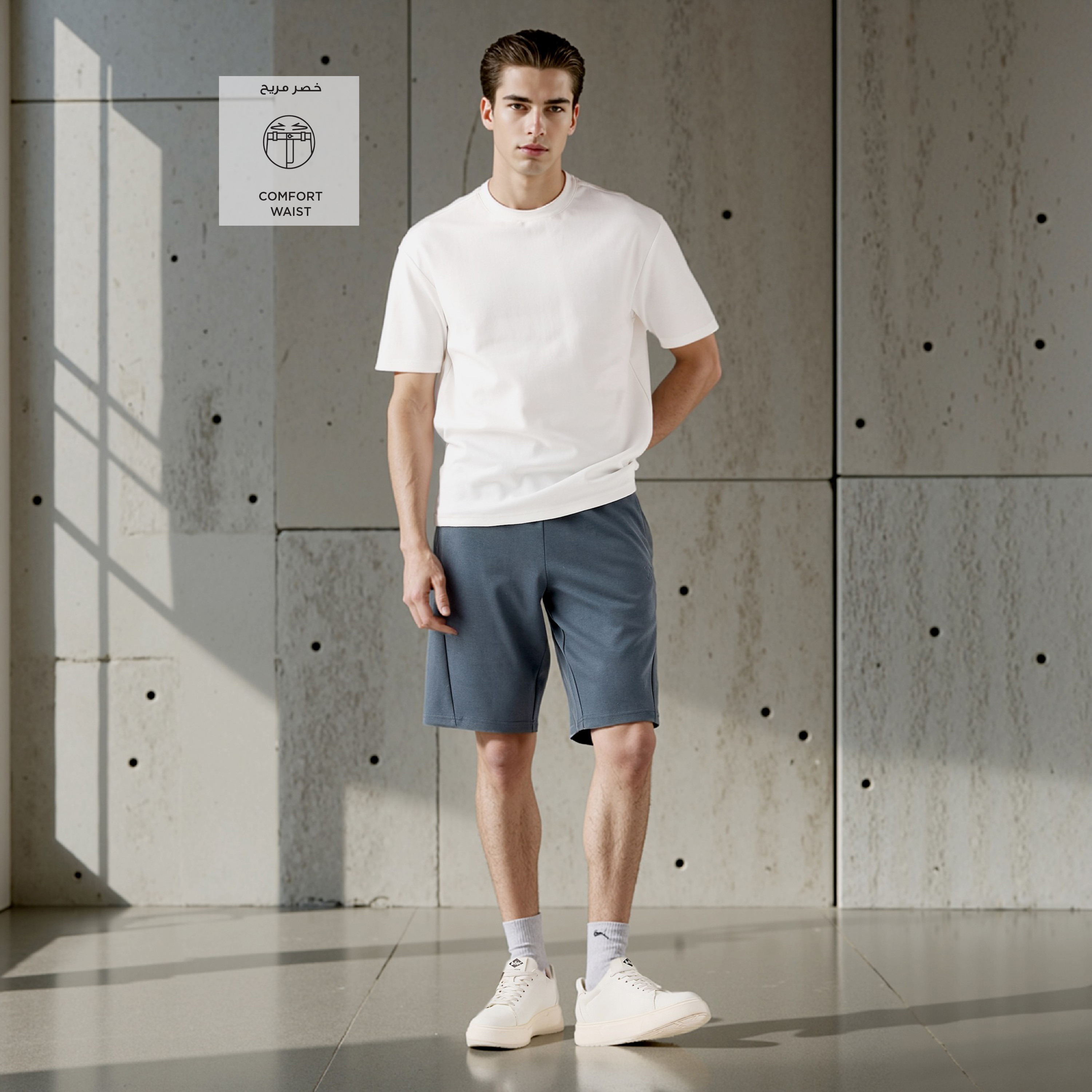 Regular Fit Shorts with Drawstring Closure-men-clothing-bottoms-shorts-image-2