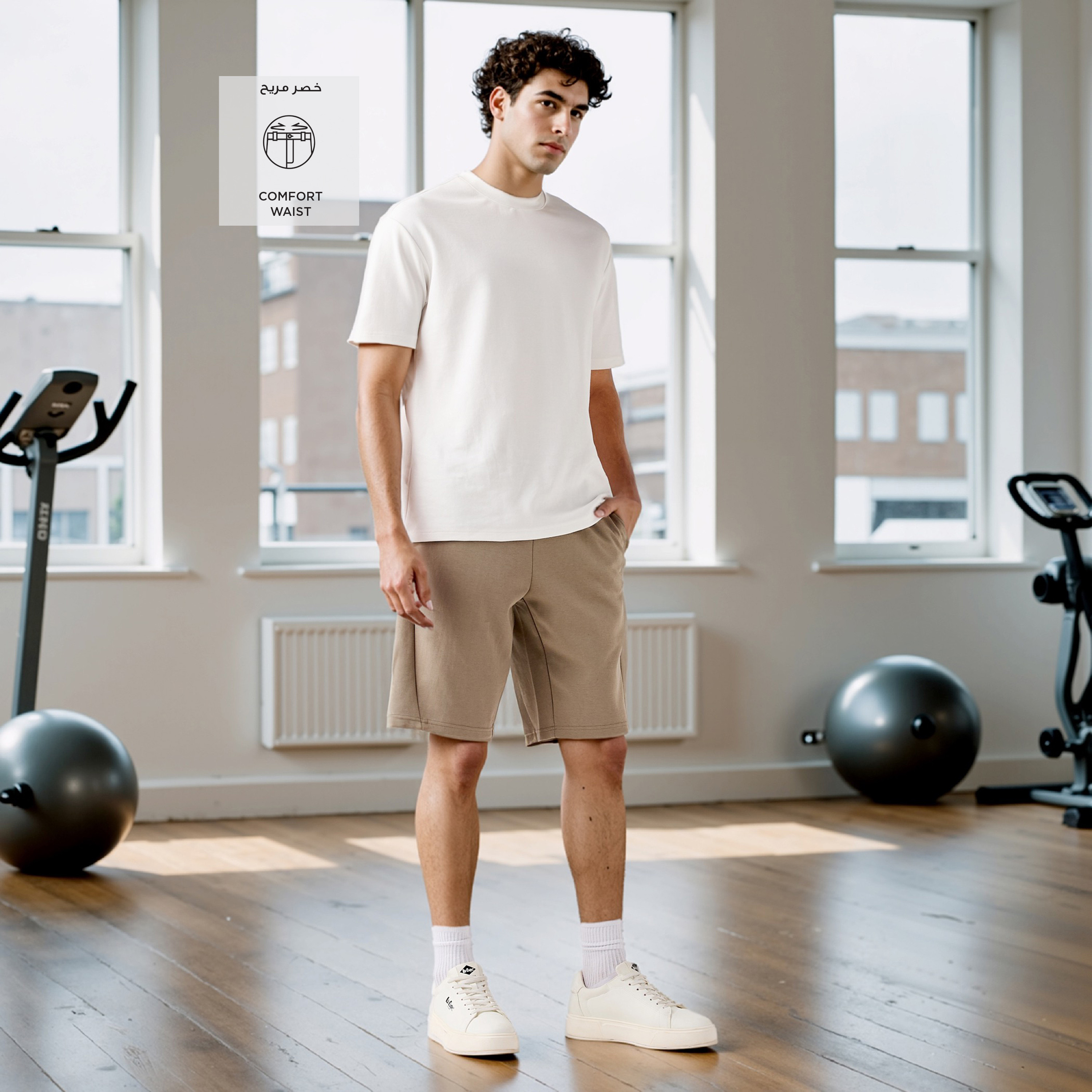 Regular Fit Shorts with Drawstring Closure-men-clothing-bottoms-shorts-image-2