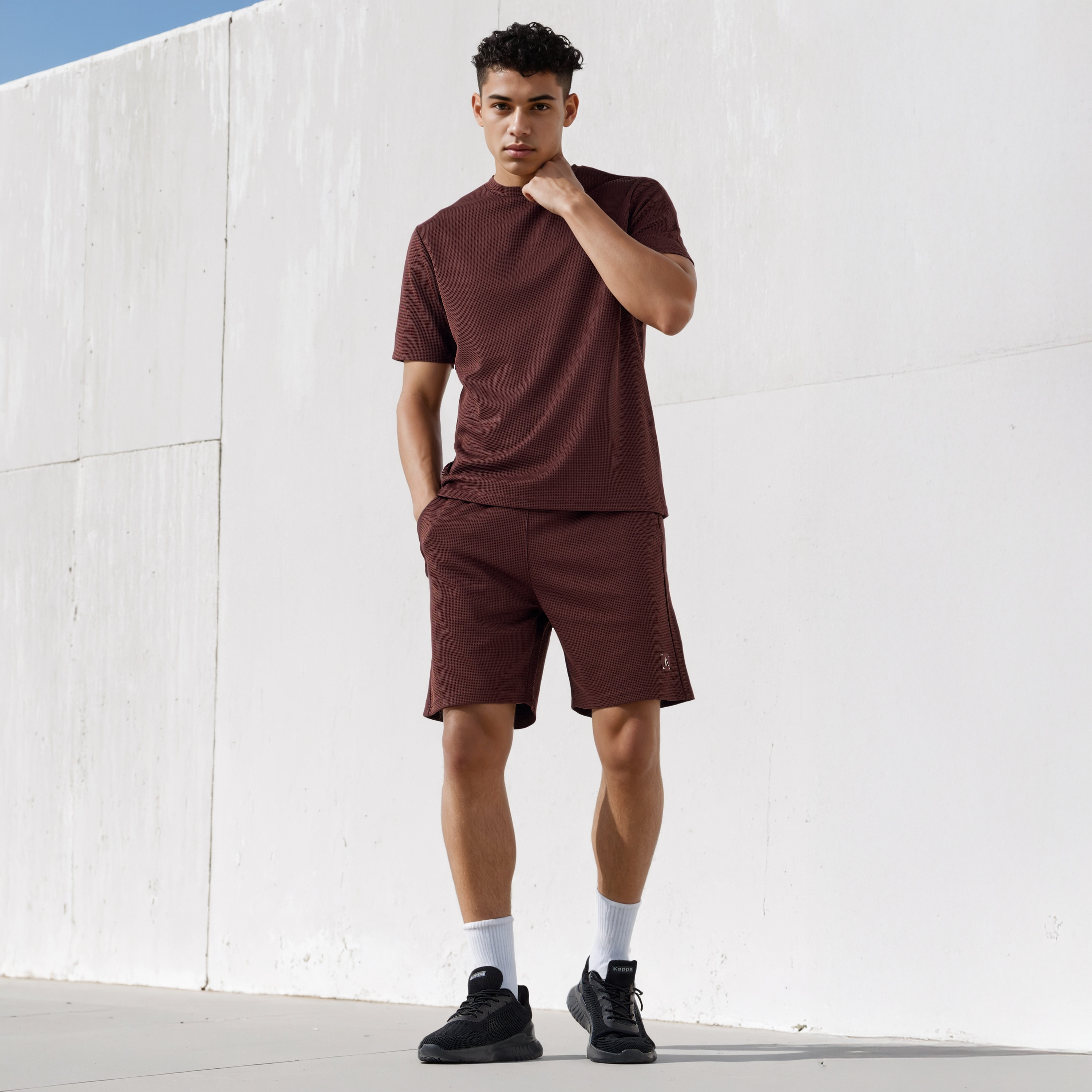 تيشيرت بنمط وافل بارز الملمس-men-clothing-sportswearandactivewear-tshirtsandpolos-image-2