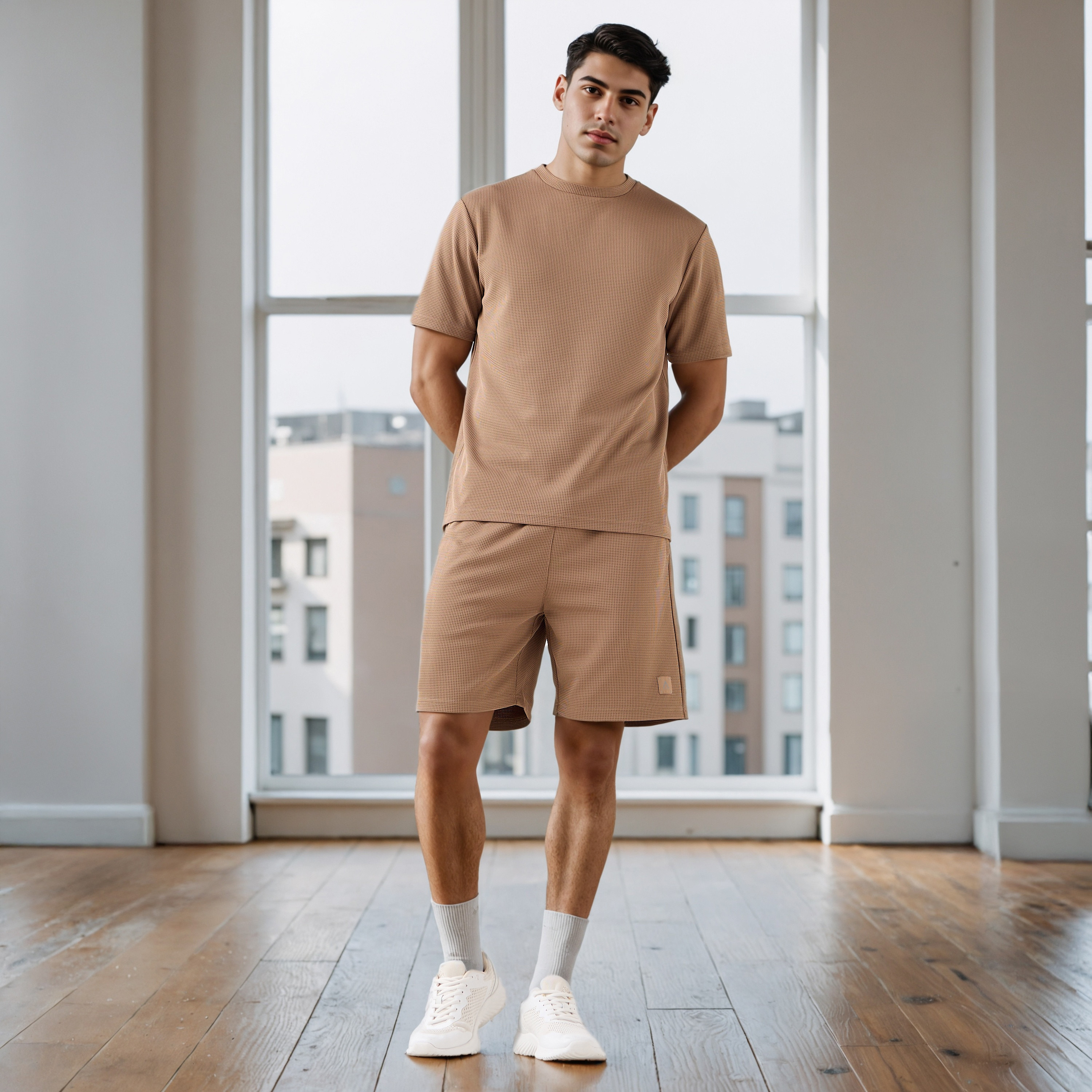 تيشيرت بنمط وافل بارز الملمس-men-clothing-sportswearandactivewear-tshirtsandpolos-image-2