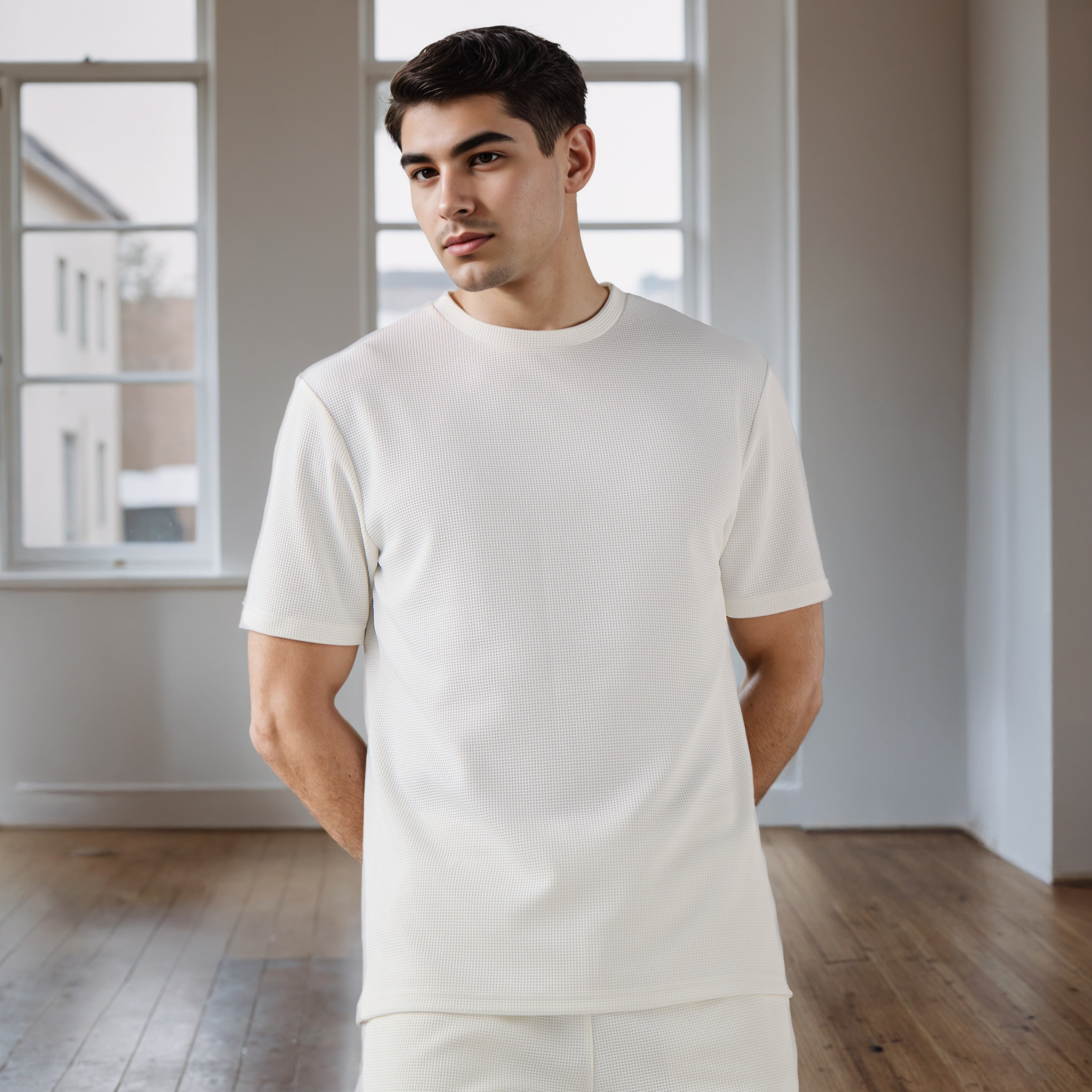 تيشيرت بنمط وافل بارز الملمس-men-clothing-sportswearandactivewear-tshirtsandpolos-image-1