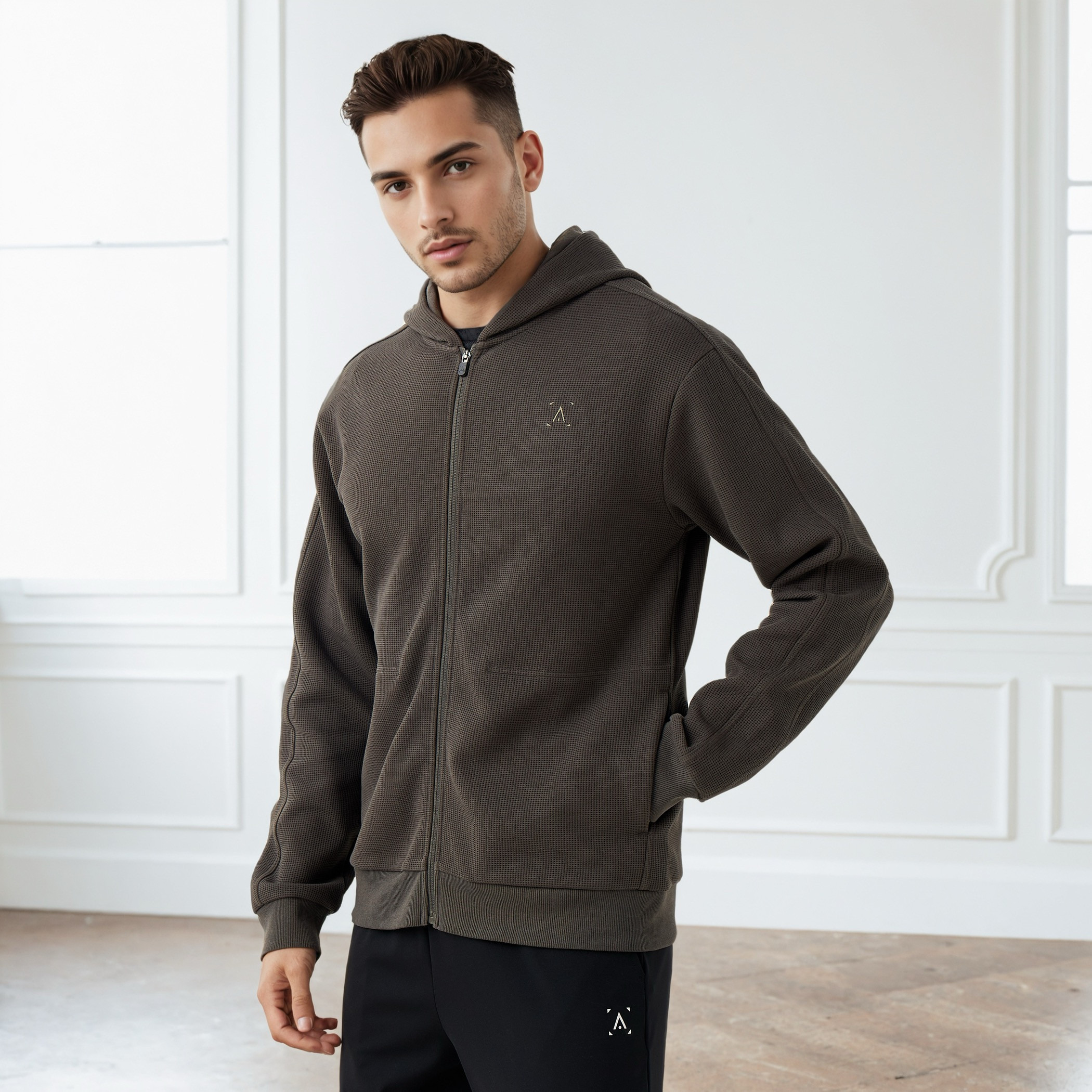 هودي وافل بارز الملمس وسحاب كامل-men-winterwear-hoodiesandsweatshirts-image-6
