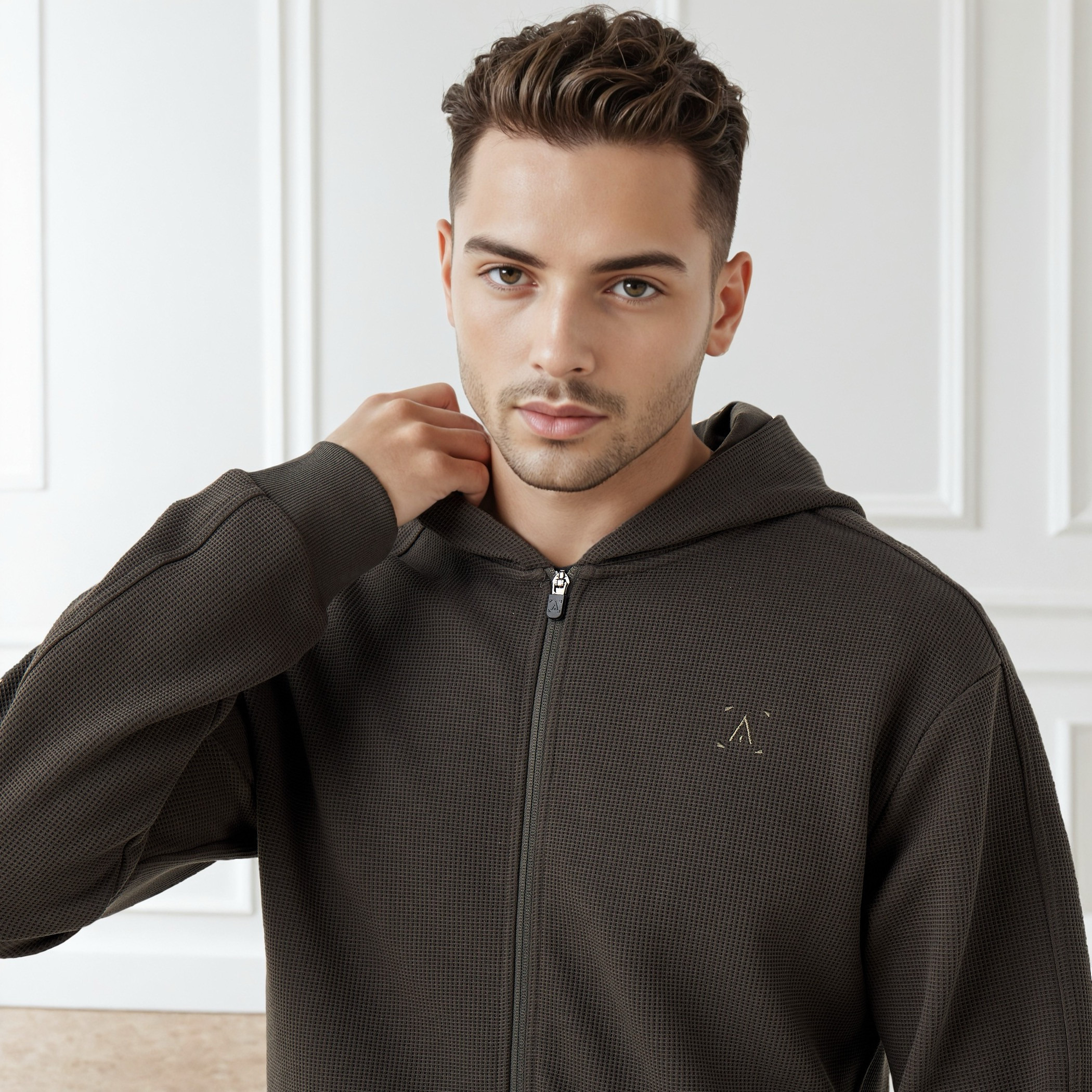 هودي وافل بارز الملمس وسحاب كامل-men-winterwear-hoodiesandsweatshirts-image-4