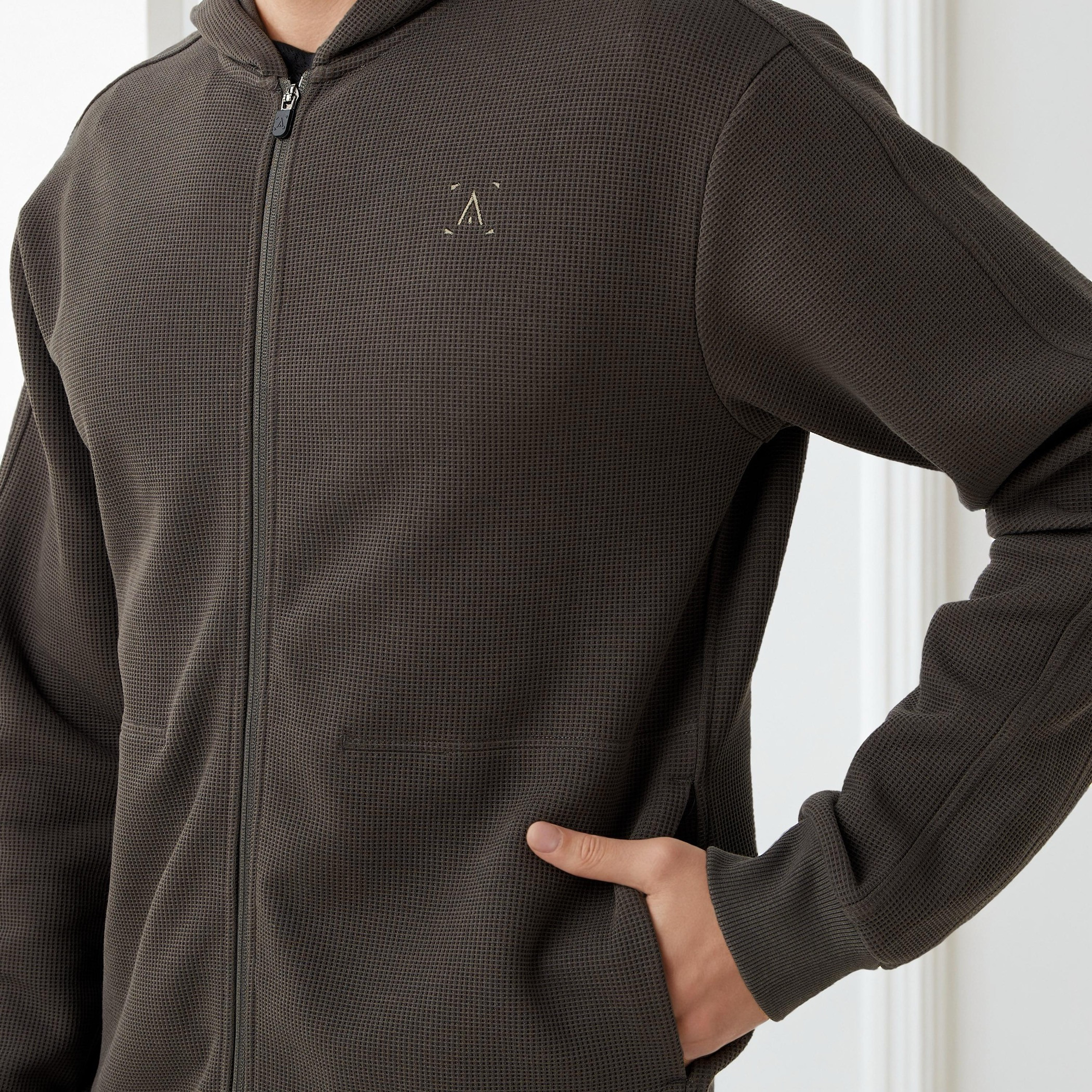 هودي وافل بارز الملمس وسحاب كامل-men-winterwear-hoodiesandsweatshirts-image-10