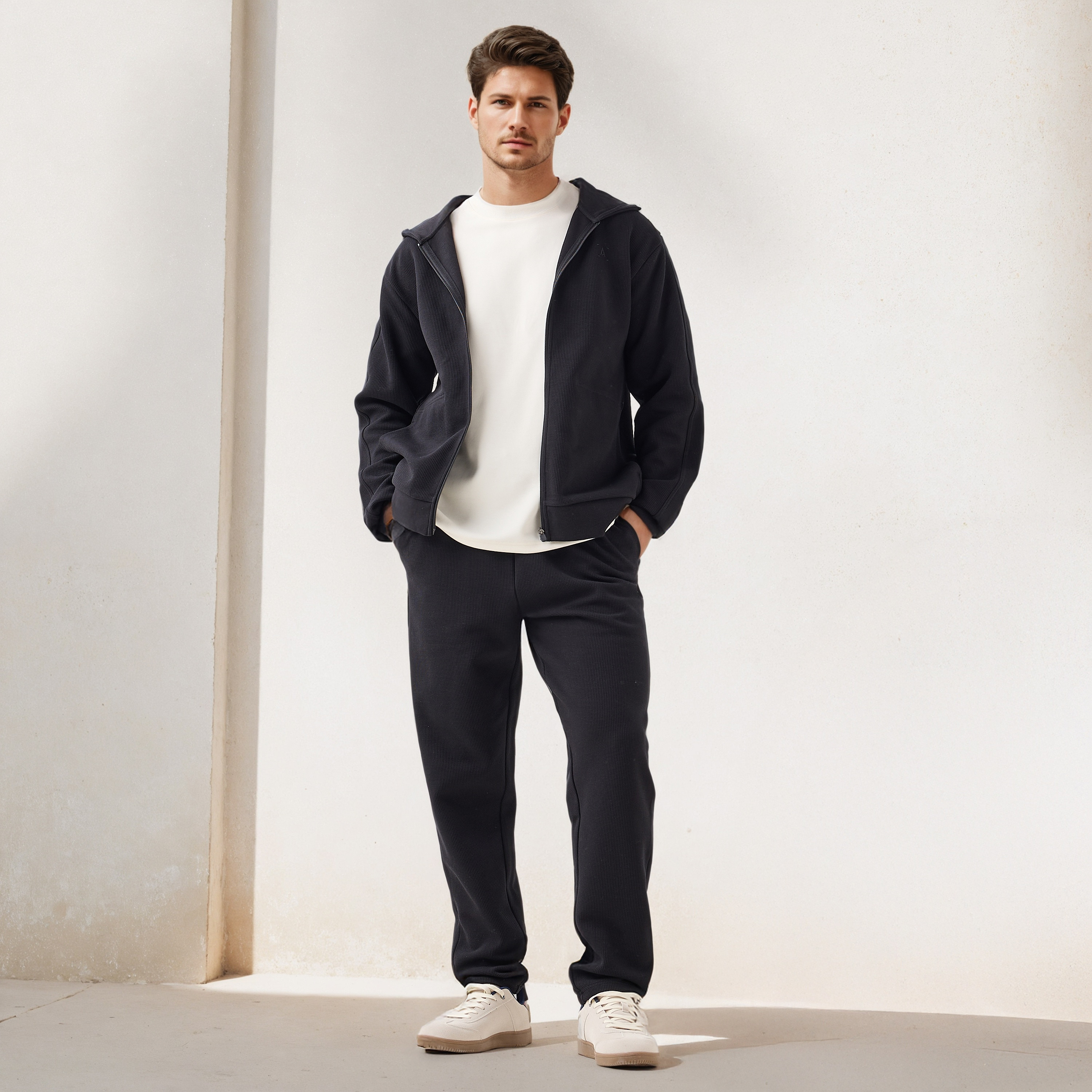 هودي وافل بارز الملمس وسحاب كامل-men-winterwear-hoodiesandsweatshirts-image-2