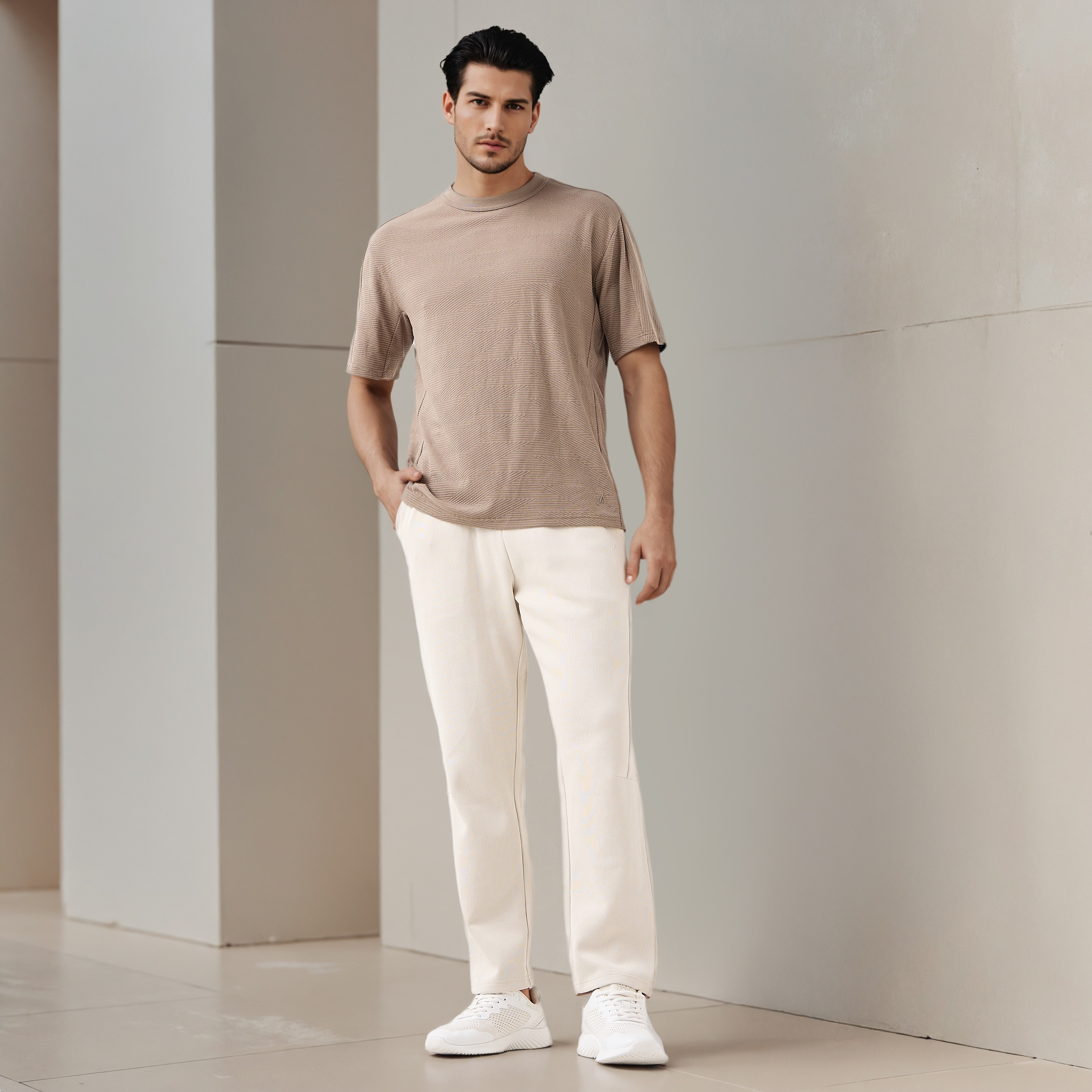Jacquard Textured Crew Neck T-shirt-men-clothing-sportswearandactivewear-tshirtsandpolos-image-2