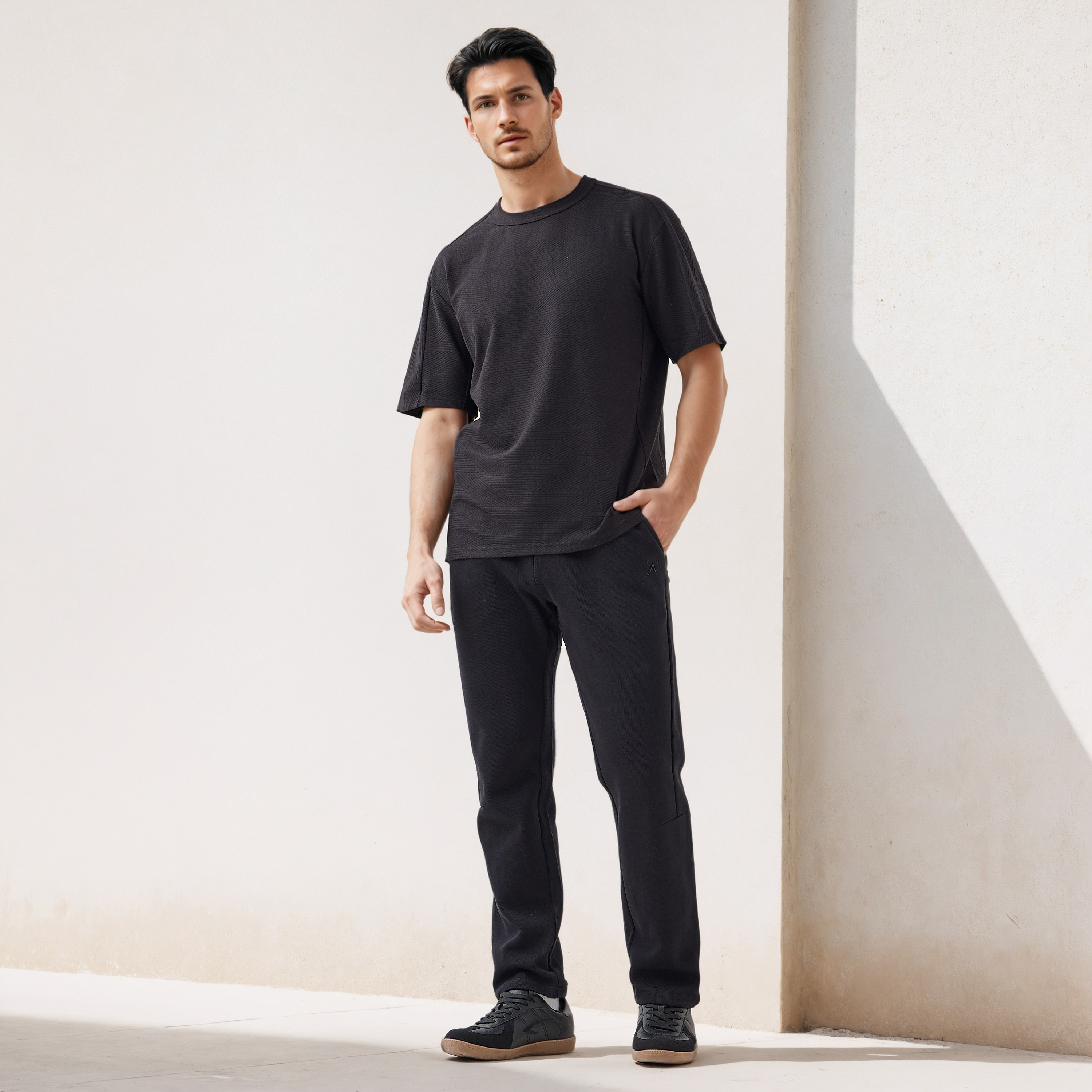 Jacquard Textured Crew Neck T-shirt-men-clothing-sportswearandactivewear-tshirtsandpolos-image-2