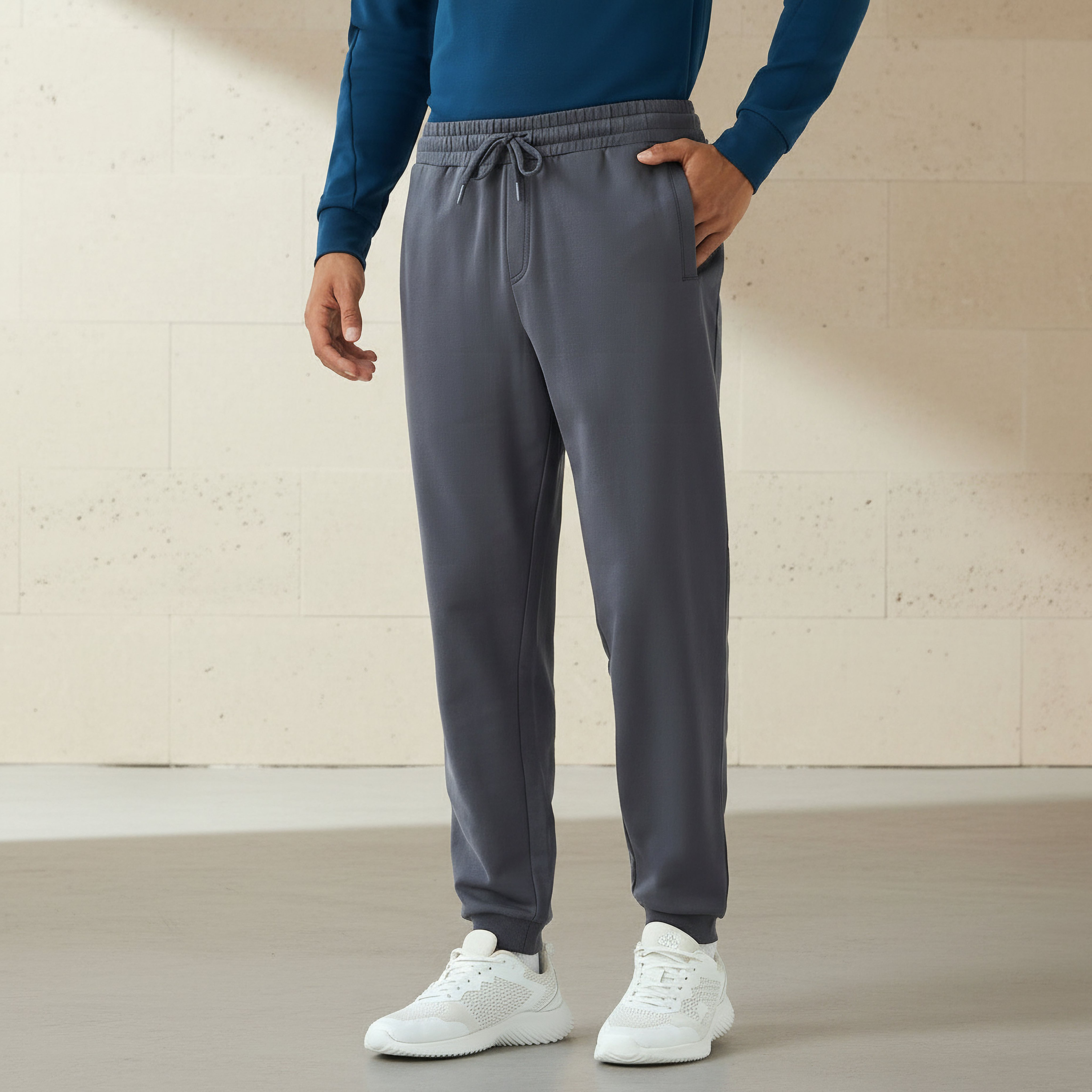 Men Regular Fit Joggers with Drawstring Waist-men-clothing-sportswearandactivewear-bottoms-joggers-image-1