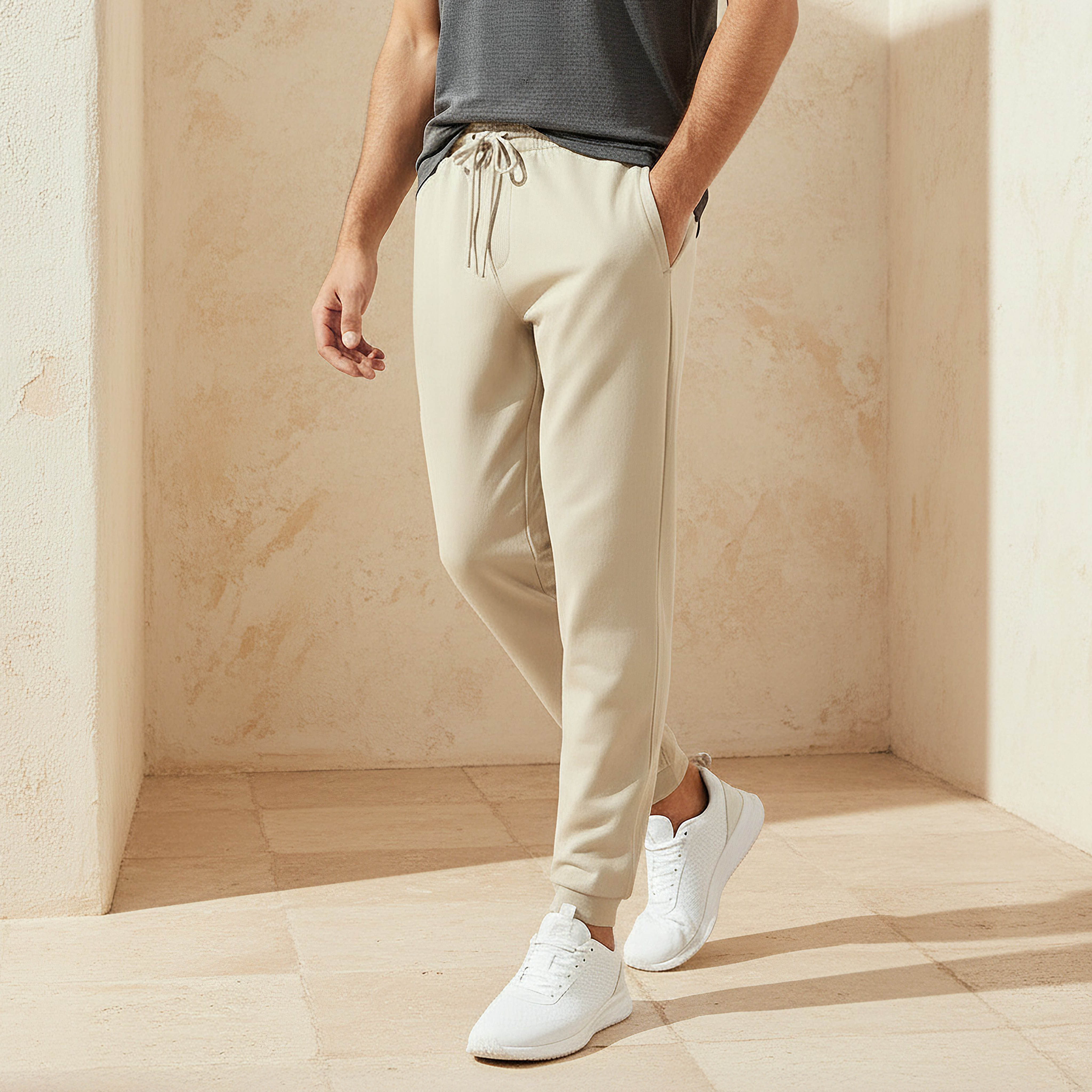 Men Regular Fit Joggers with Drawstring Waist-men-clothing-sportswearandactivewear-bottoms-joggers-image-1