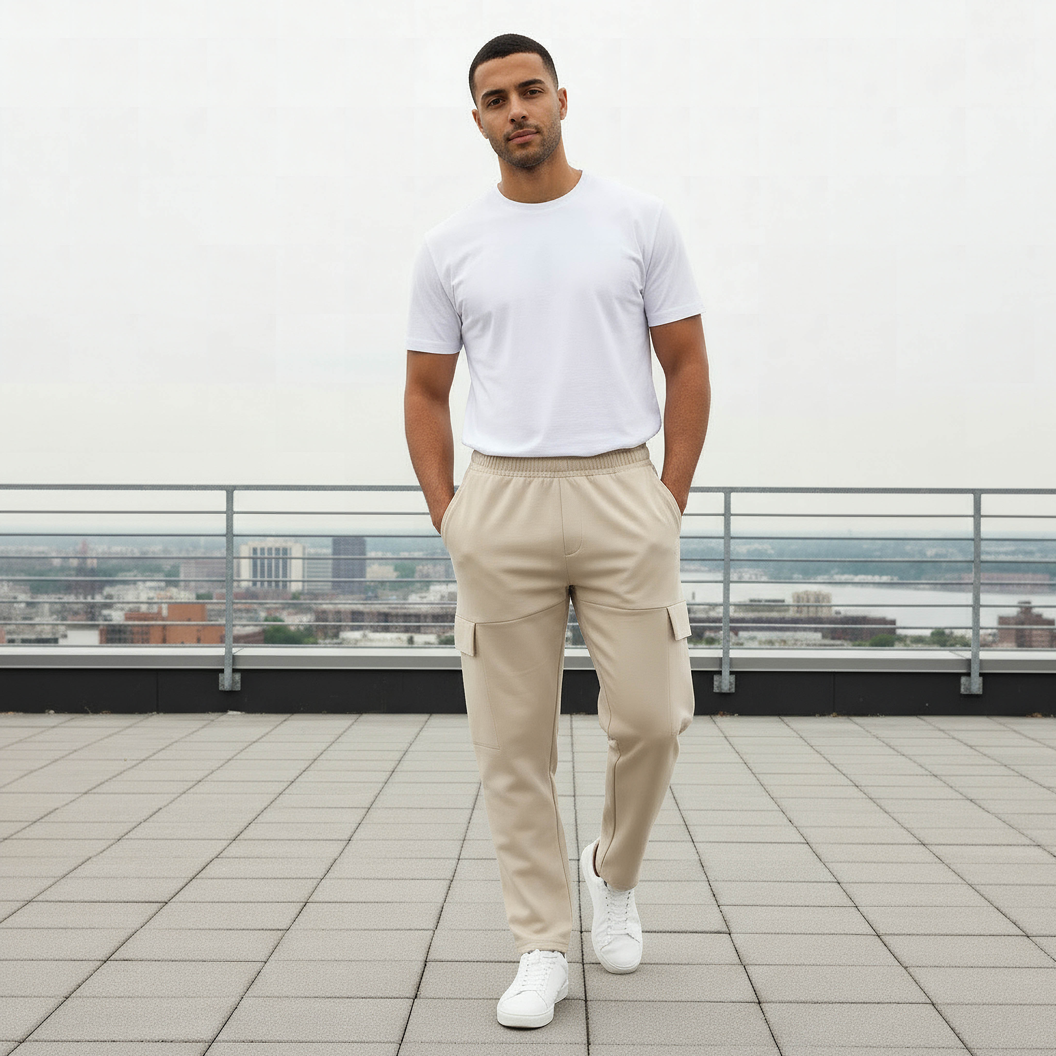 Men Regular Fit Cargo Joggers with Pockets-men-clothing-sportswearandactivewear-bottoms-joggers-image-2