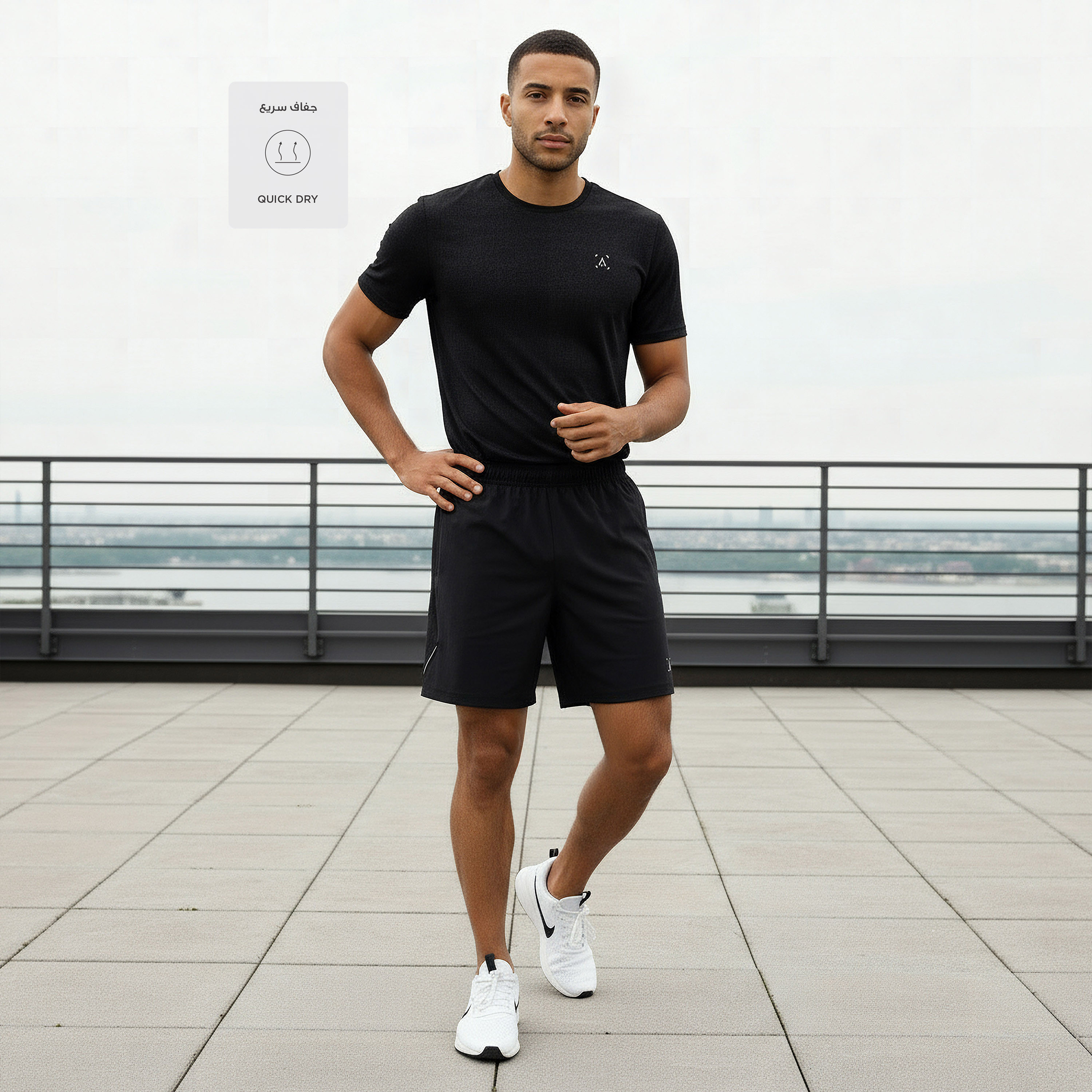 Men Regular Fit Performance Shorts with Panel-men-clothing-bottoms-shorts-image-2