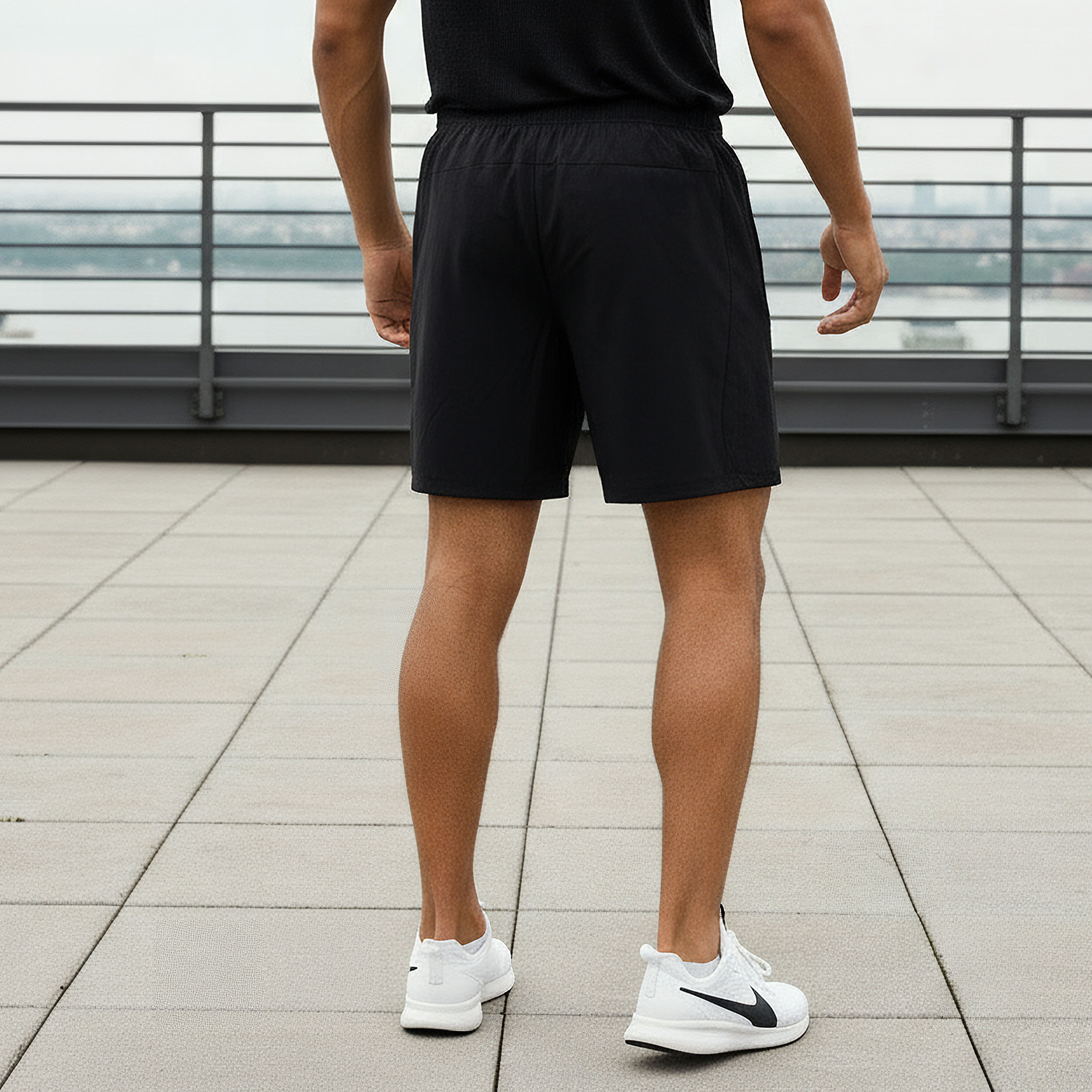Men Regular Fit Performance Shorts with Panel-men-clothing-bottoms-shorts-image-3