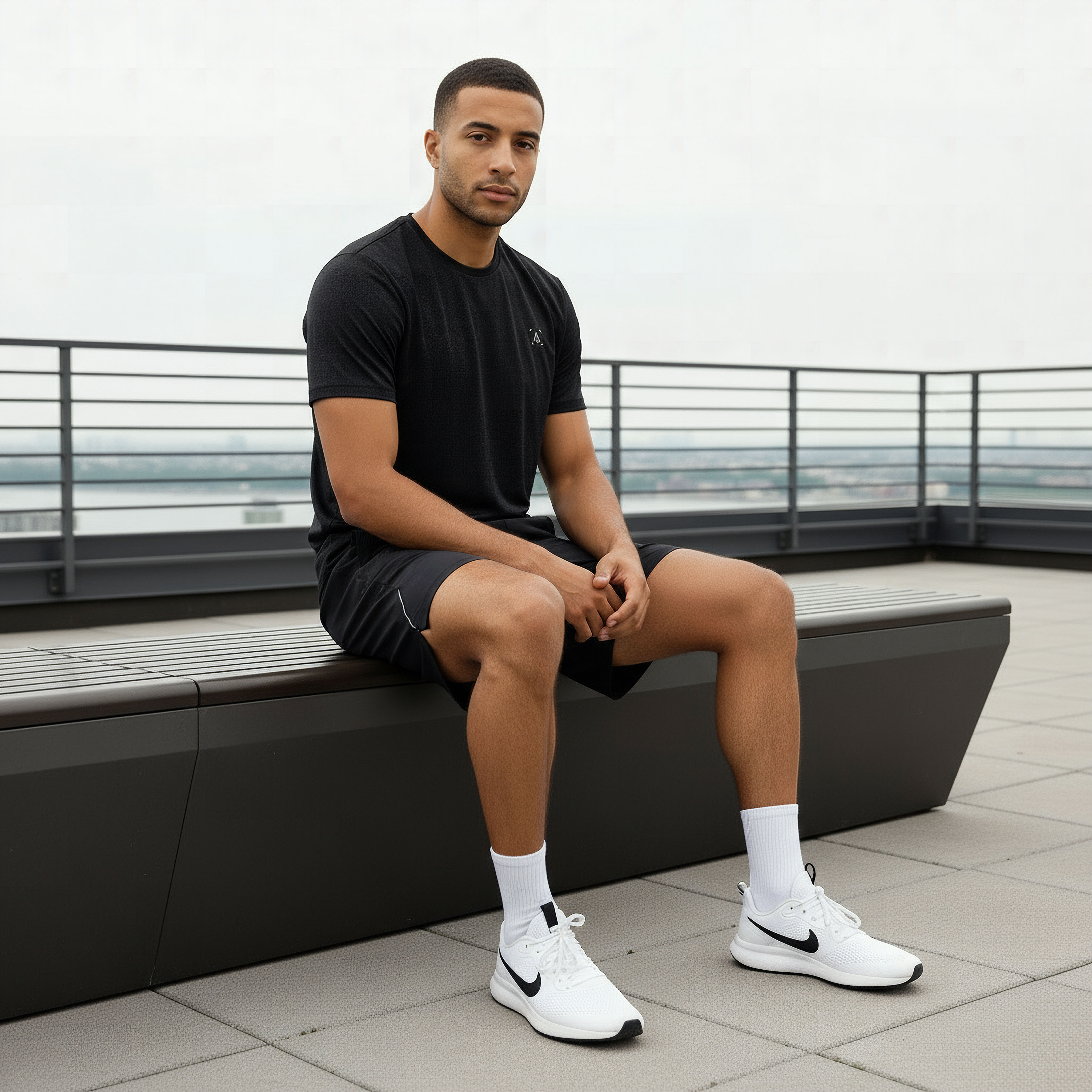 Men Regular Fit Performance Shorts with Panel-men-clothing-bottoms-shorts-image-5