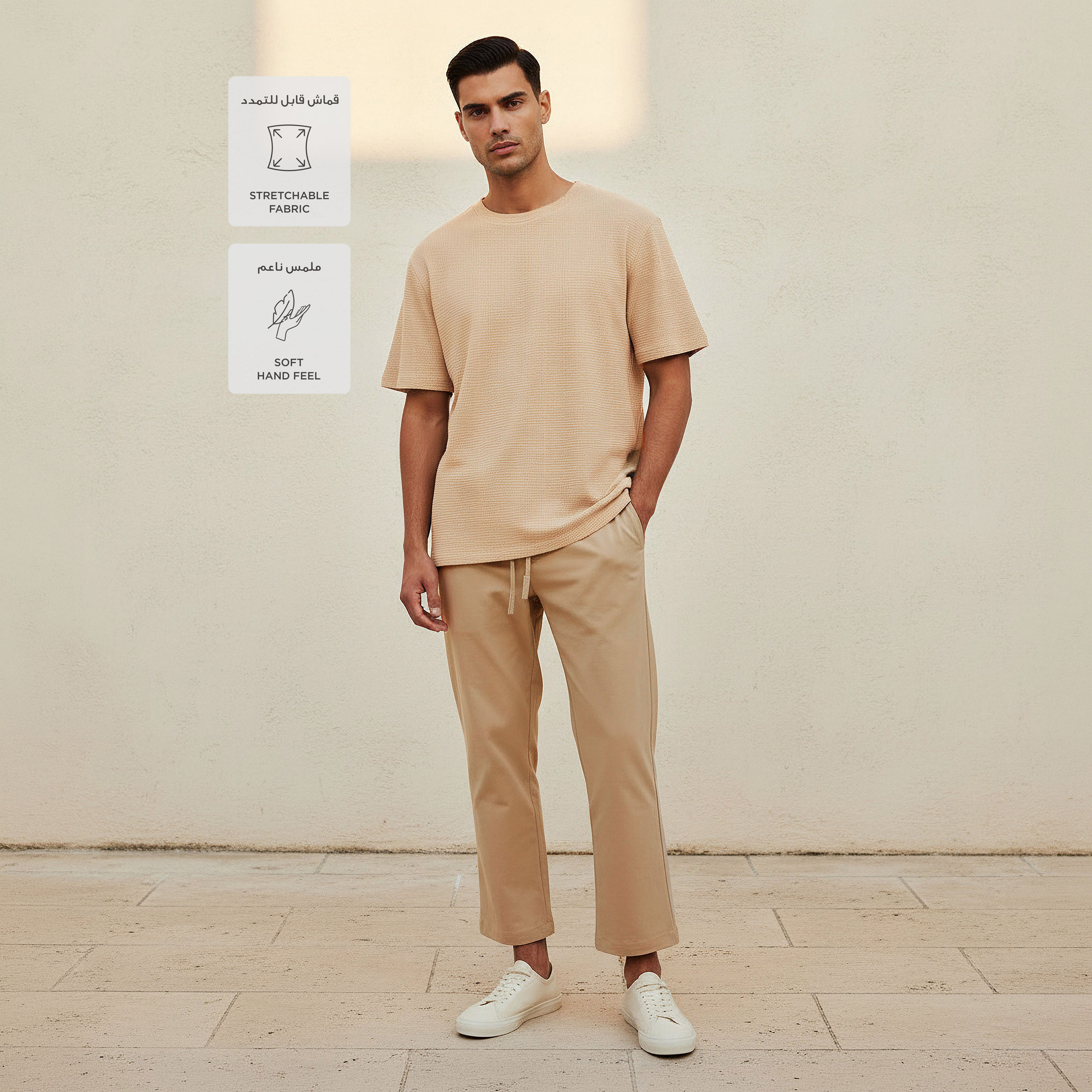 تيشيرت بنمط وافل بارز الملمس للرجال من لاف بانجولين-men-clothing-sportswearandactivewear-tshirtsandpolos-image-3